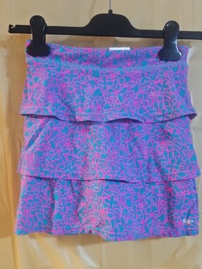 RUFFLE BUTTS NEON BLUE/PINK TIERED SKORT: EUC: SIZE 12